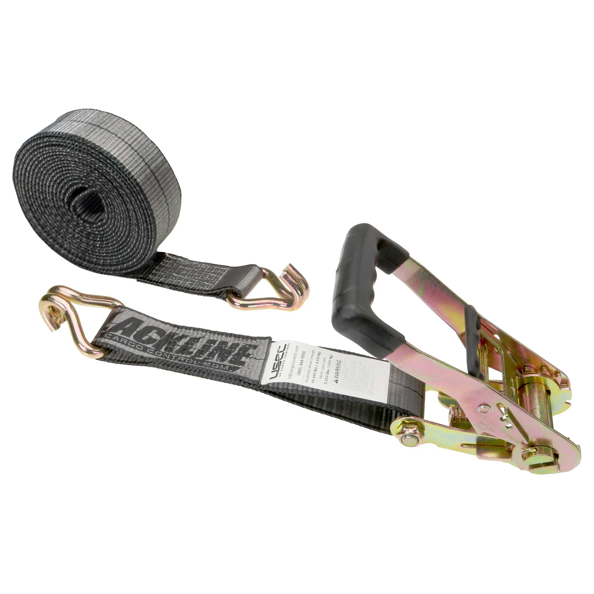 Blackline 2" x 30' Heavy-Duty Ratchet Strap with Wire / Double J Hooks