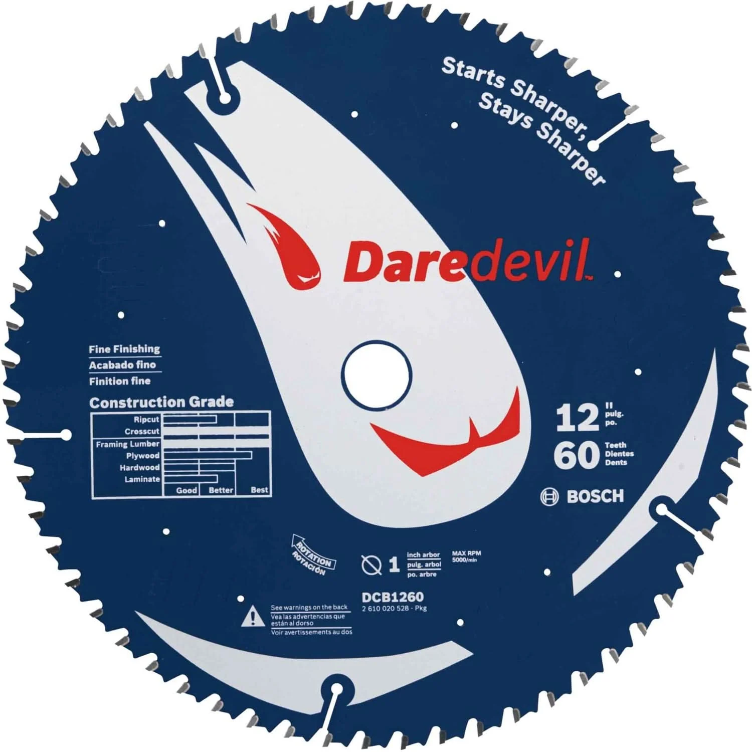 Bosch DCB1260 12-Inch 60 Tooth Edge Circular Saw Blade for Fine Finish