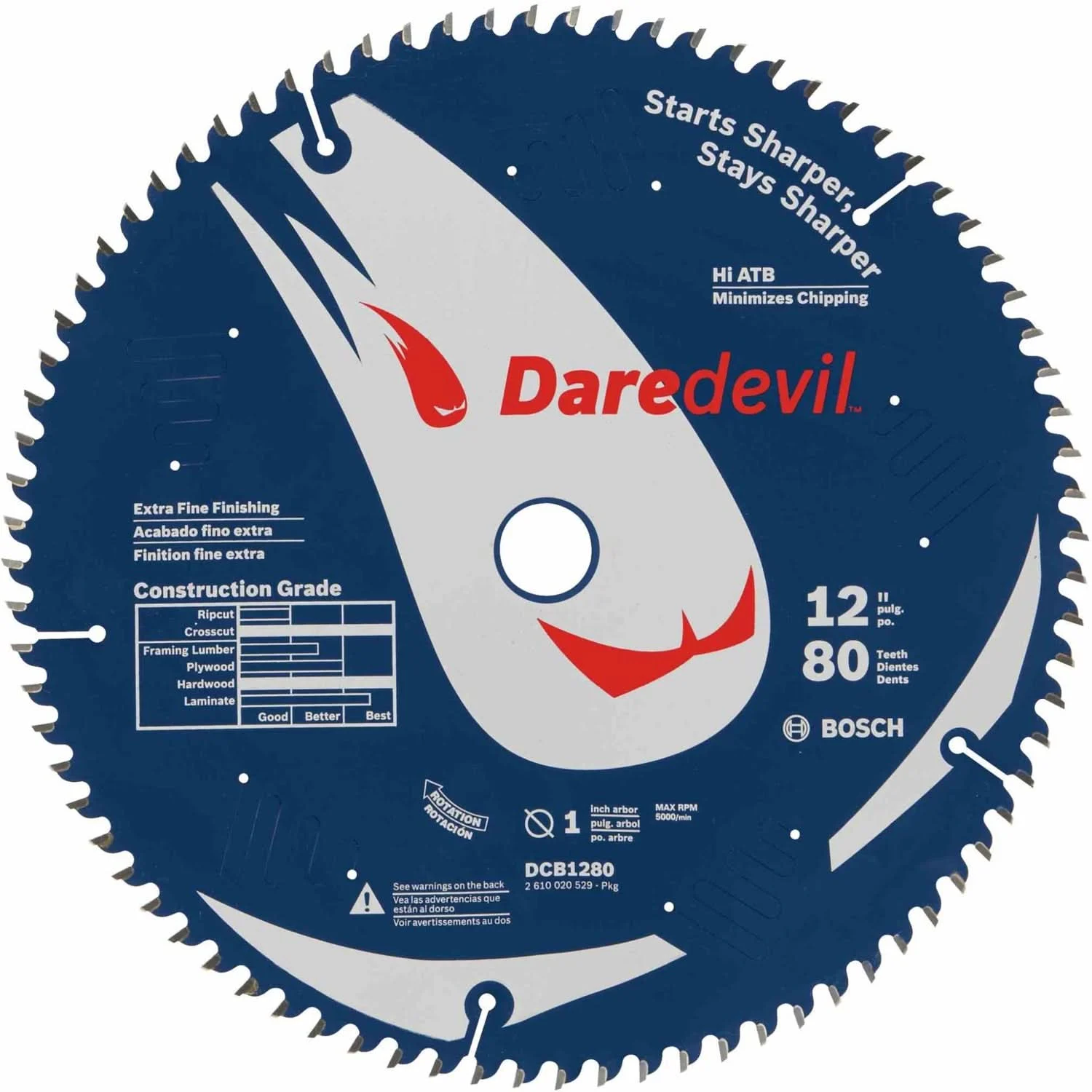 Bosch DCB1280 12-Inch 80 Tooth Edge Circular Saw Blade for Extra-Fine Finish