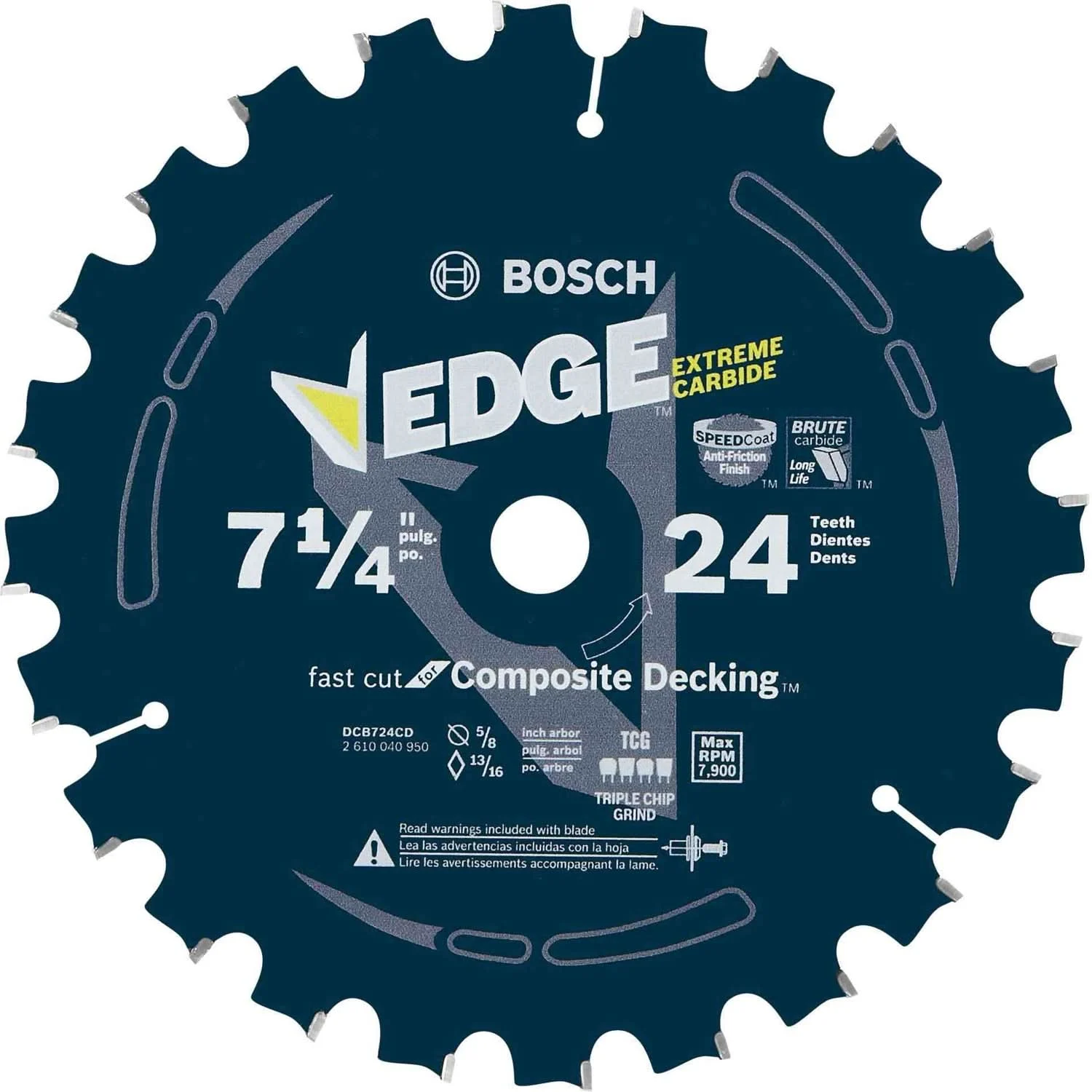 Bosch DCB724CD 7-1/4 In. 24 Tooth Edge Circular Saw Blade for Composite Decking