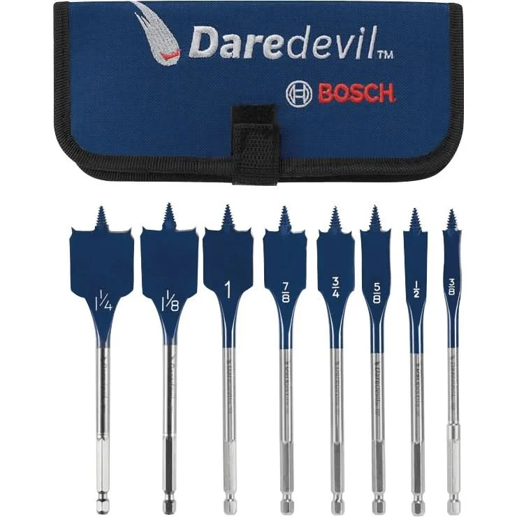 Bosch DSB5008P 8-Piece Daredevil Standard Spade Bit Set with Pouch