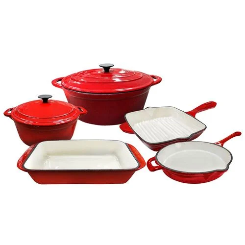 Carolina Cooker 7 PC Red Enamel Cast Iron Set