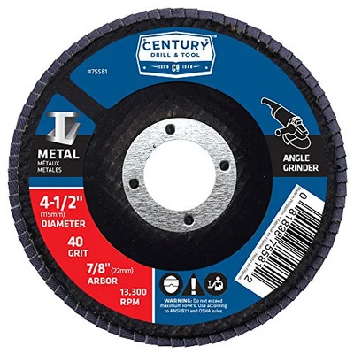 Century Drill Angle Grinder Flap Disc 40 Grit 7/8" Arbor (75581)