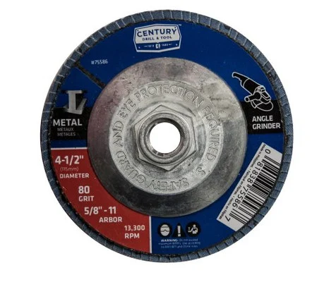 Century Drill Angle Grinder Flap Disc 80 Grit 5/8" - 11 Arbor (75586)