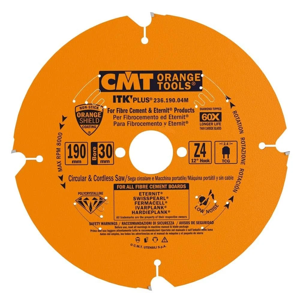 CMT 236.190.04M Fiber Cement Blade, 190mm x 4 Teeth for TS 75