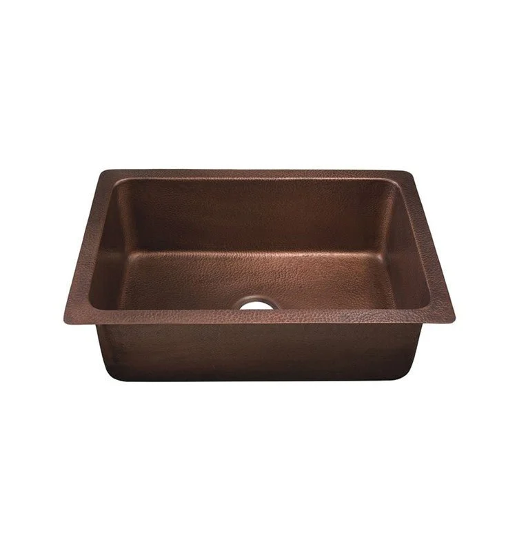 Dakota Sinks DSE-HC2318 Signature Elements Series 22 3/4 Inch Handmade Copper Single Bowl Undermount Kitchen Sink - Hammered Copper