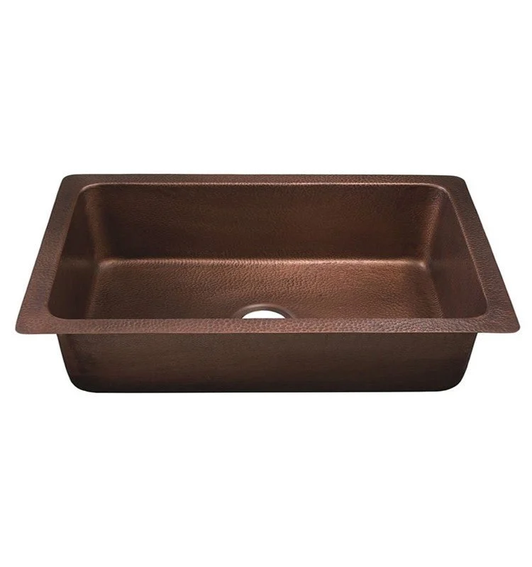 Dakota Sinks DSE-HC3218 Signature Elements Series 31 7/8 Inch Handmade Copper Single Bowl Undermount Kitchen Sink - Hammered Copper