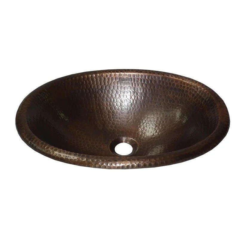 Dakota Sinks DSE-HCL1714 Signature Elements Series 19 Inch Single Bowl Under Mount Bathroom Sink - Handmade Copper
