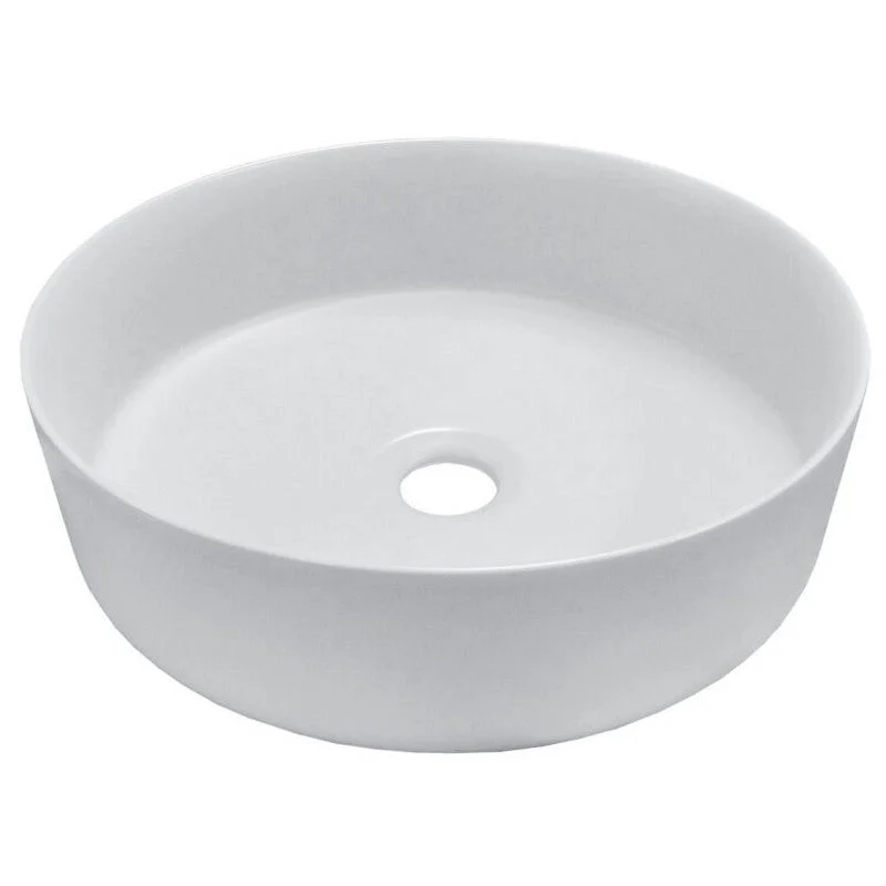 Dakota Sinks DSE-VCV01W Signature Elements Series 15 1/8 Inch Vitreous China Single Bowl Round Bathroom Vessel Sink, White