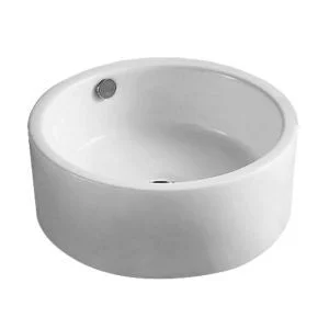Dakota Sinks DSE-VCV04W Signature Elements Series 16 1/2 Inch Vitreous China Single Bowl Round Bathroom Vessel Sink, White