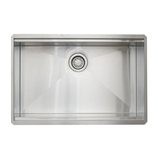 Dakota Sinks DSL-3020 Signature L-Series 30 x 20 Inch Flat Ledge Single Bowl Undermount Stainless Steel Kitchen Sink - Satin Brushed Nickel