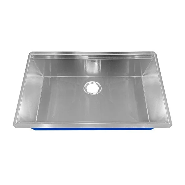 Dakota Sinks DSL-3319 Signature L-Series 33 Inch Flat Ledge Single Bowl Undermount Stainless Steel Kitchen Sink - Satin Brushed Nickel