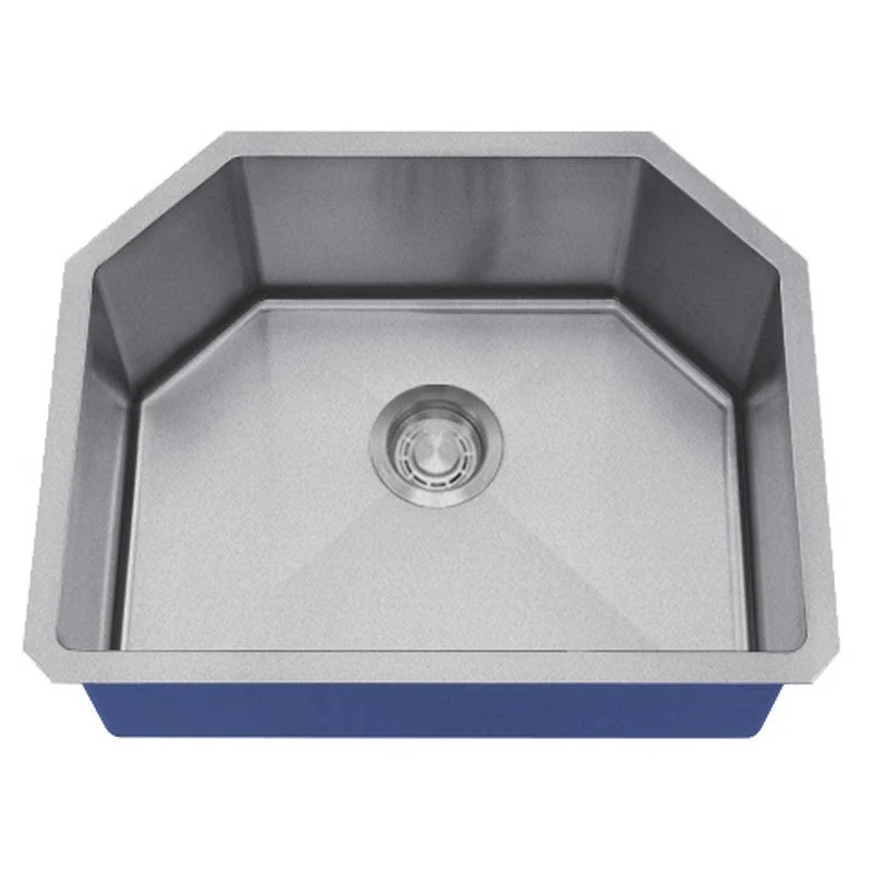 Dakota Sinks DSM-2321 Signature M-Series 23 Inch Micro Radius Single D-Bowl Undermount Kitchen Sink with Bottom Grid, Satin Brushed Nickel