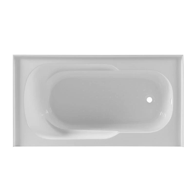 Dakota Sinks DST-ALLC01W Signature 60 x 32 Inch Alcove Rectangle Soaker Acrylic Bathtub with Lumbar Support, Armrests and Integral Skirt - White