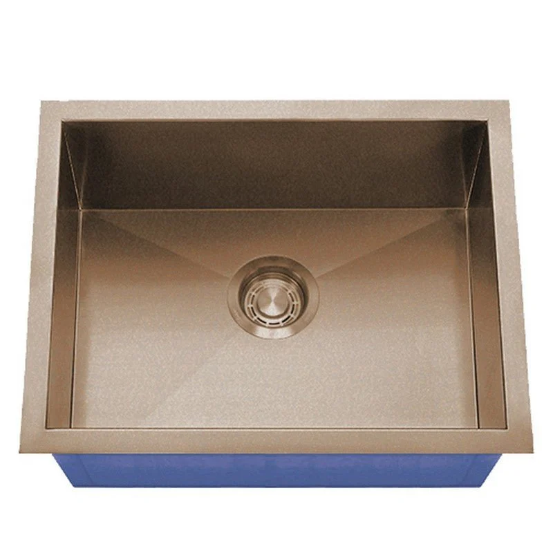 Dakota Sinks DSZ-1915 Signature Z-Series 19 Inch Zero Radius Single Bowl Undermount Stainless Steel Bar Sink with Bottom Grid