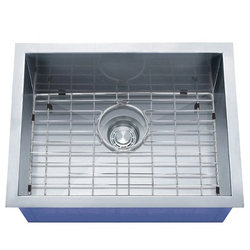 Dakota Sinks DSZ-2318 Signature Z-Series 23 Inch Zero Radius Single Bowl Undermount Stainless Steel Kitchen Sink with Bottom Grid