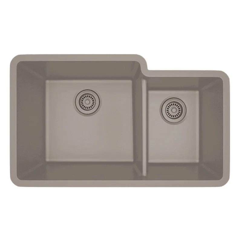 Dakota Sinks GSE-QC6040LD-BE Builders Elements Series 32 Inch Quartz Composite 60/40 Low Divide Double Bowl Undermount Kitchen Sink