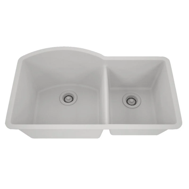 Dakota Sinks GSE-QC7030LD-BE Builders Elements Series 32 Inch Quartz Composite 70/30 Low Divide Double Bowl Undermount Kitchen Sink