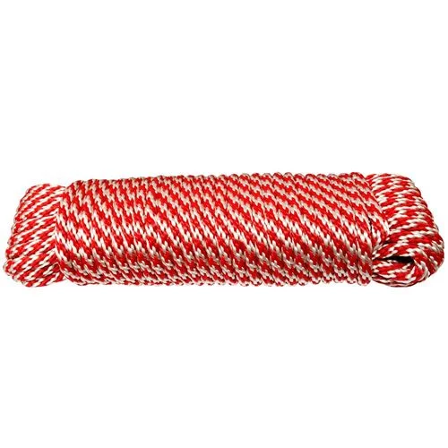 Derby Poly Rope, Red and White, 1/4 In. x 50 Ft.