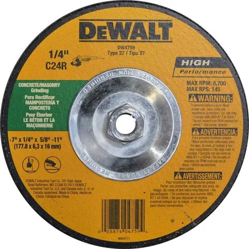 DeWalt 7" x 1/4" x 5/8"-11 Masonry Grinding Wheel (Type 27)