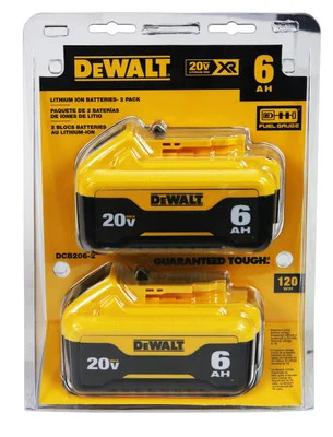 Dewalt DCB206-2 20V MAX Premium XR 6 Ah Li-Ion Slide Battery, 2 Pack