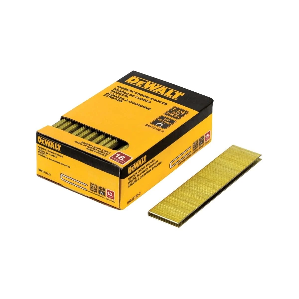 DeWalt DNS18125-2 18 Gauge 1/4-Inch Crown 1-1/4-Inch Staples 2,500-Pack