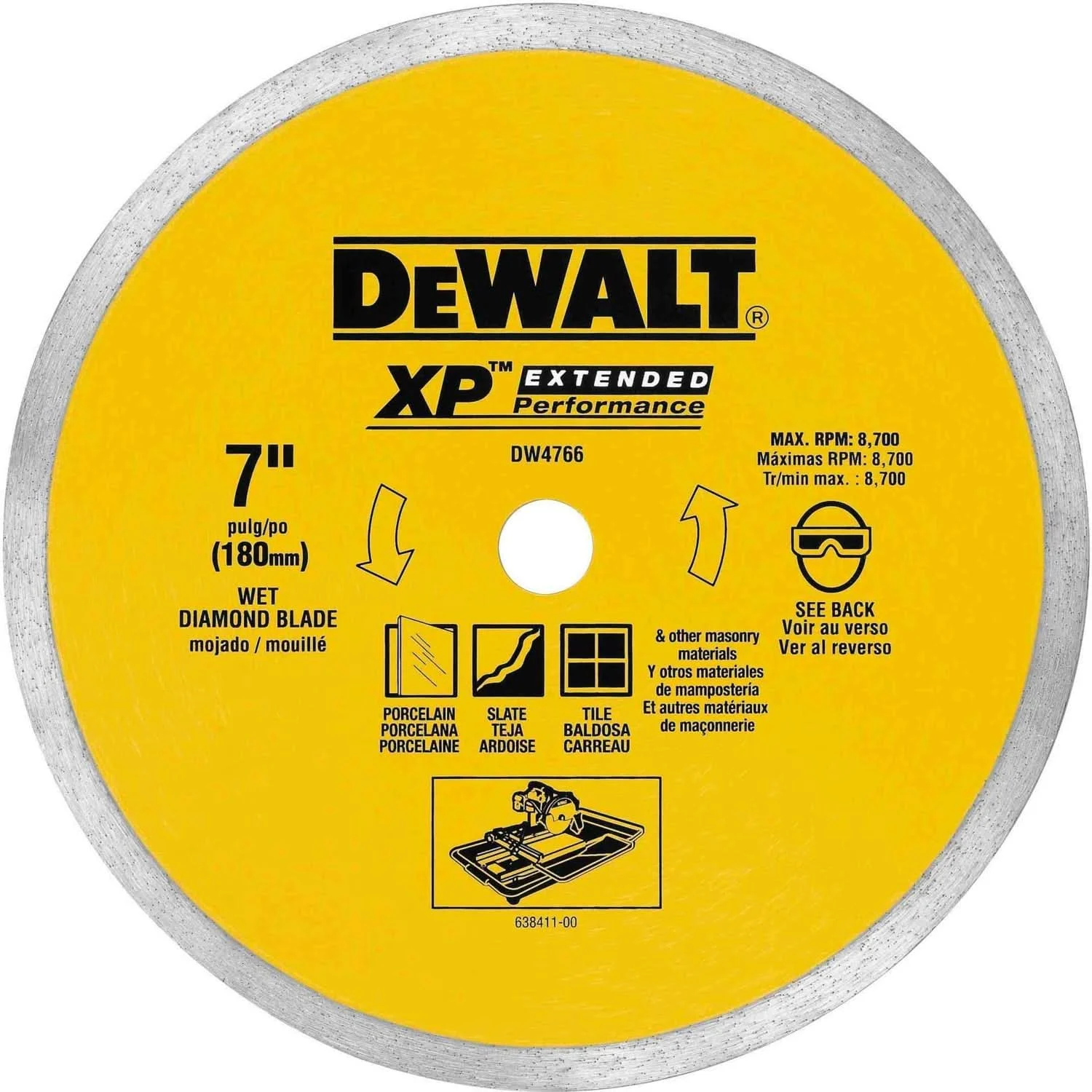 DeWalt DW4766 7 in. x .060 in. Porclean Tile Blade Wet
