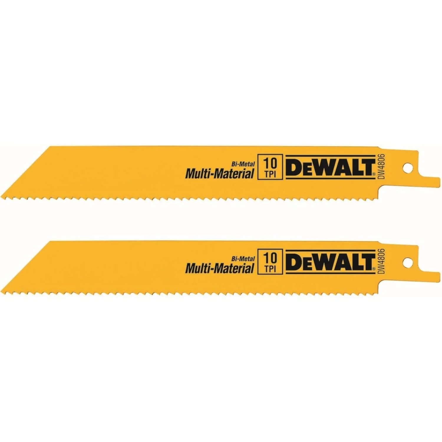 DeWalt DW4806-2 6" 10 TPI Straight Back Bi-Metal Reciprocating Saw Blade, General Purpose