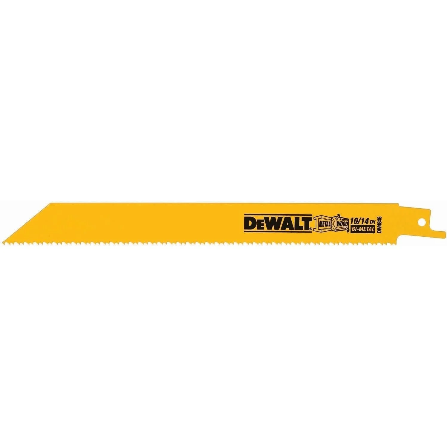 DeWalt DW4846 8" 10/14 TPI Straight Back Bi-Metal Reciprocating Saw Blade (5 Pack)