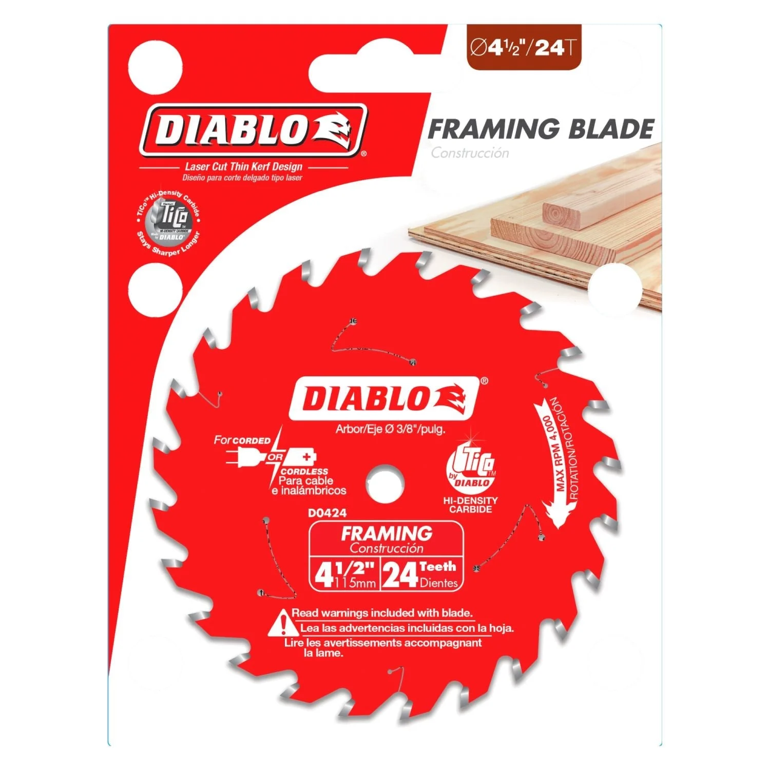 Diablo D0424X 4-1/2 in. x 24-ToothFraming Trim Saw Blade
