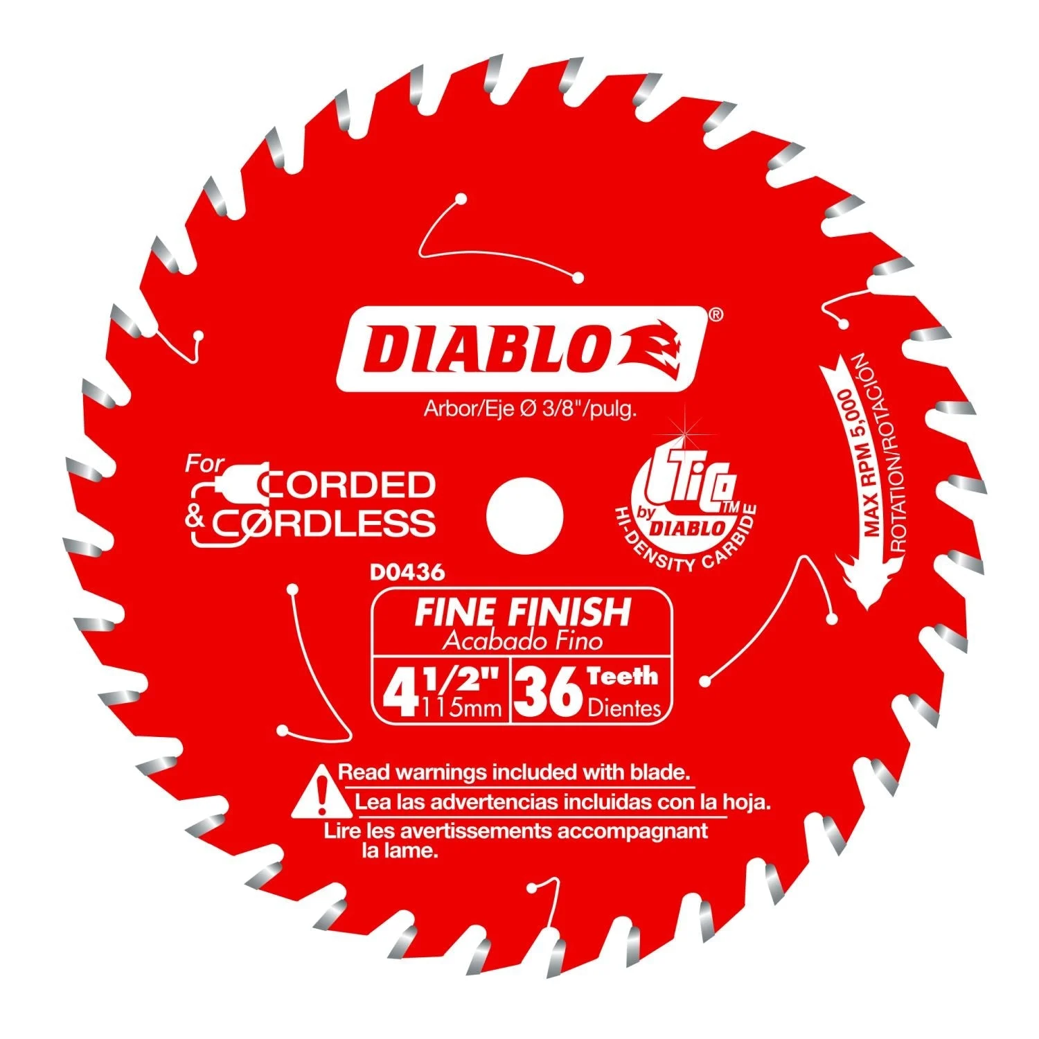 Diablo D0436X 4-1/2 in. 36-ToothFine Finish Saw Blade