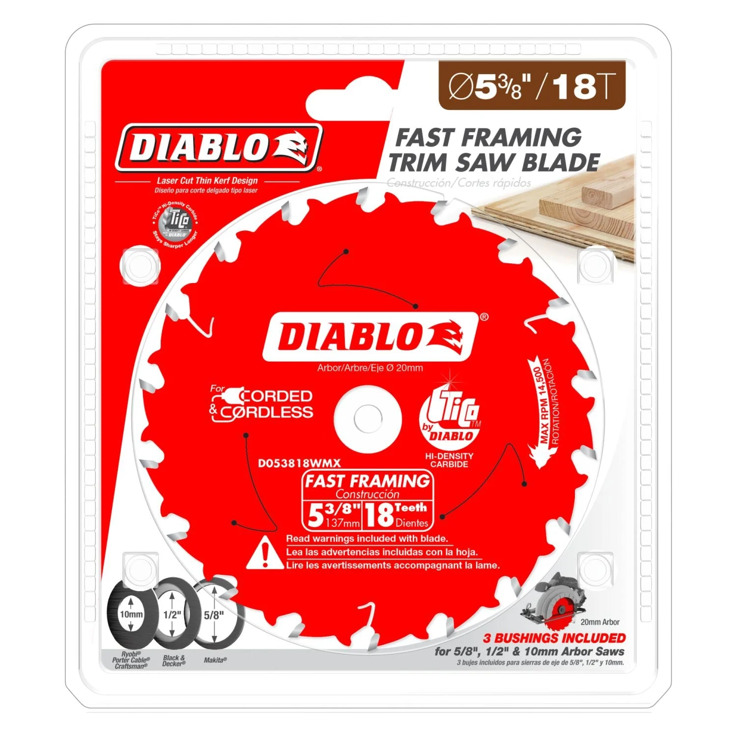 Diablo D053818WMX 5-3/8 in. x 18-ToothFast Framing Saw Blade