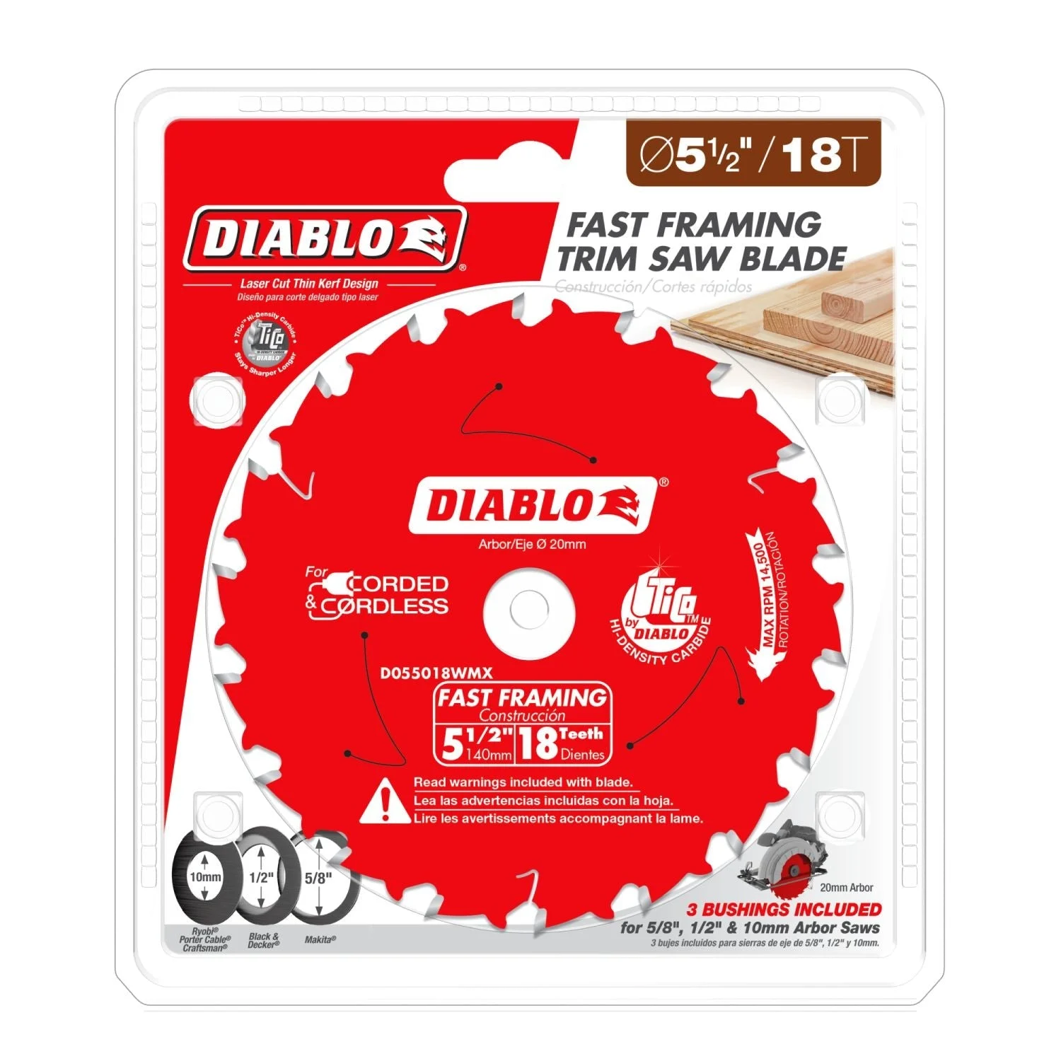 Diablo D055018WMX 5-1/2 in. x 18-ToothFast Framing Saw Blade