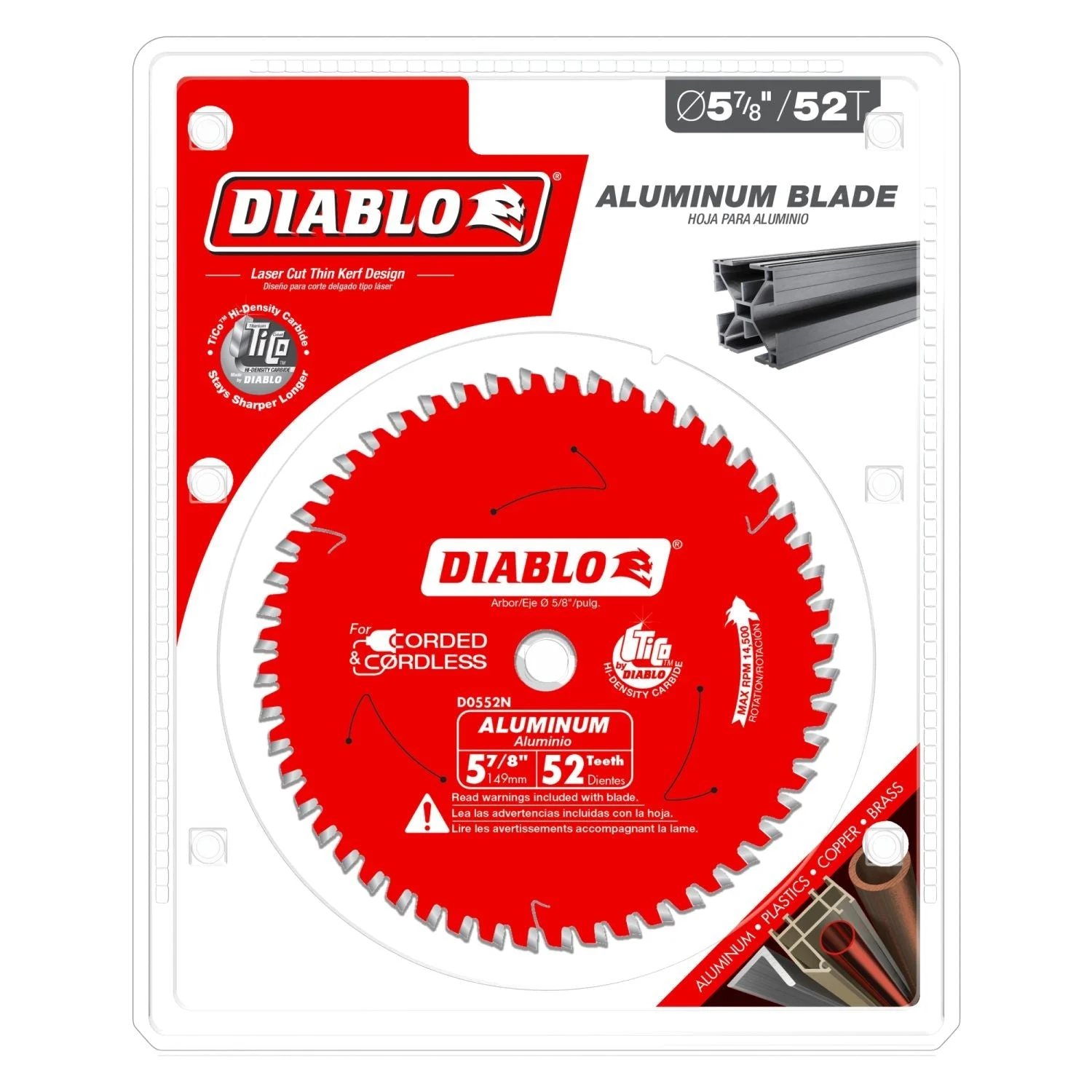 Diablo D0552N 5-7/8 in. x 52-ToothMedium Aluminum Cutting Saw Blade