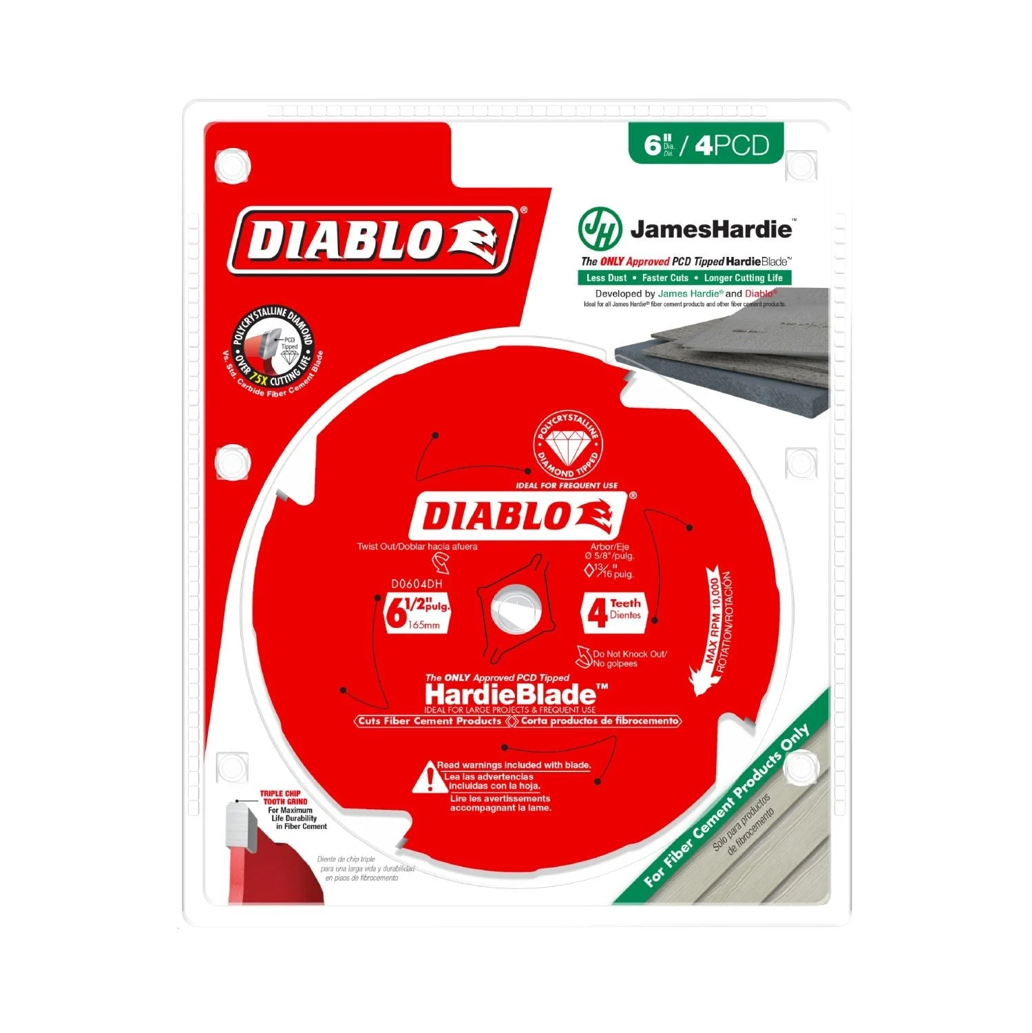 Diablo D0604DH 6-1/2 in. x 4-Tooth(PCD) Fiber Cement HardieBlade