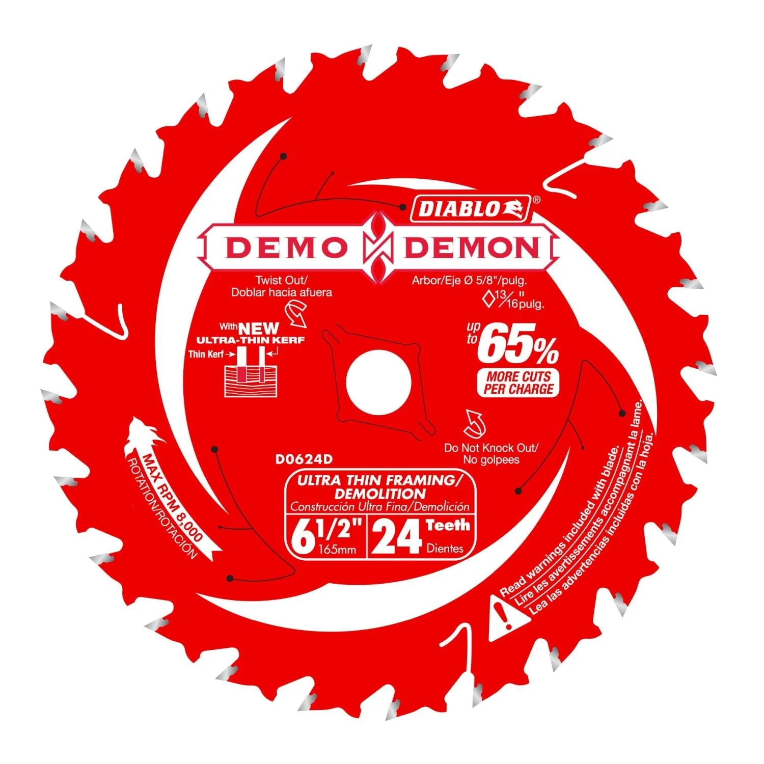 Diablo D0624DA 6-1/2 in. x 24-ToothDemo Demon Ultimate Framing/Demolition Saw Blade