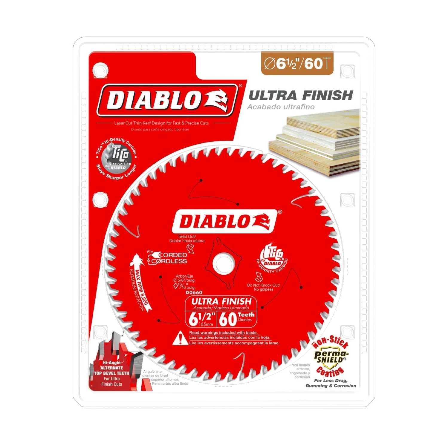Diablo D0660A 6-1/2 in. x 60-ToothUltra Finish Saw Blade