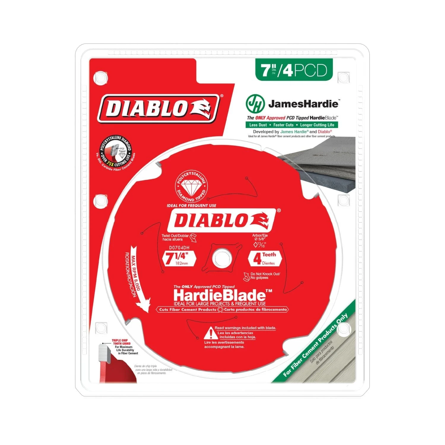Diablo D0704DH 7-1/4 in. x 4-Tooth(PCD) Fiber Cement HardieBlade