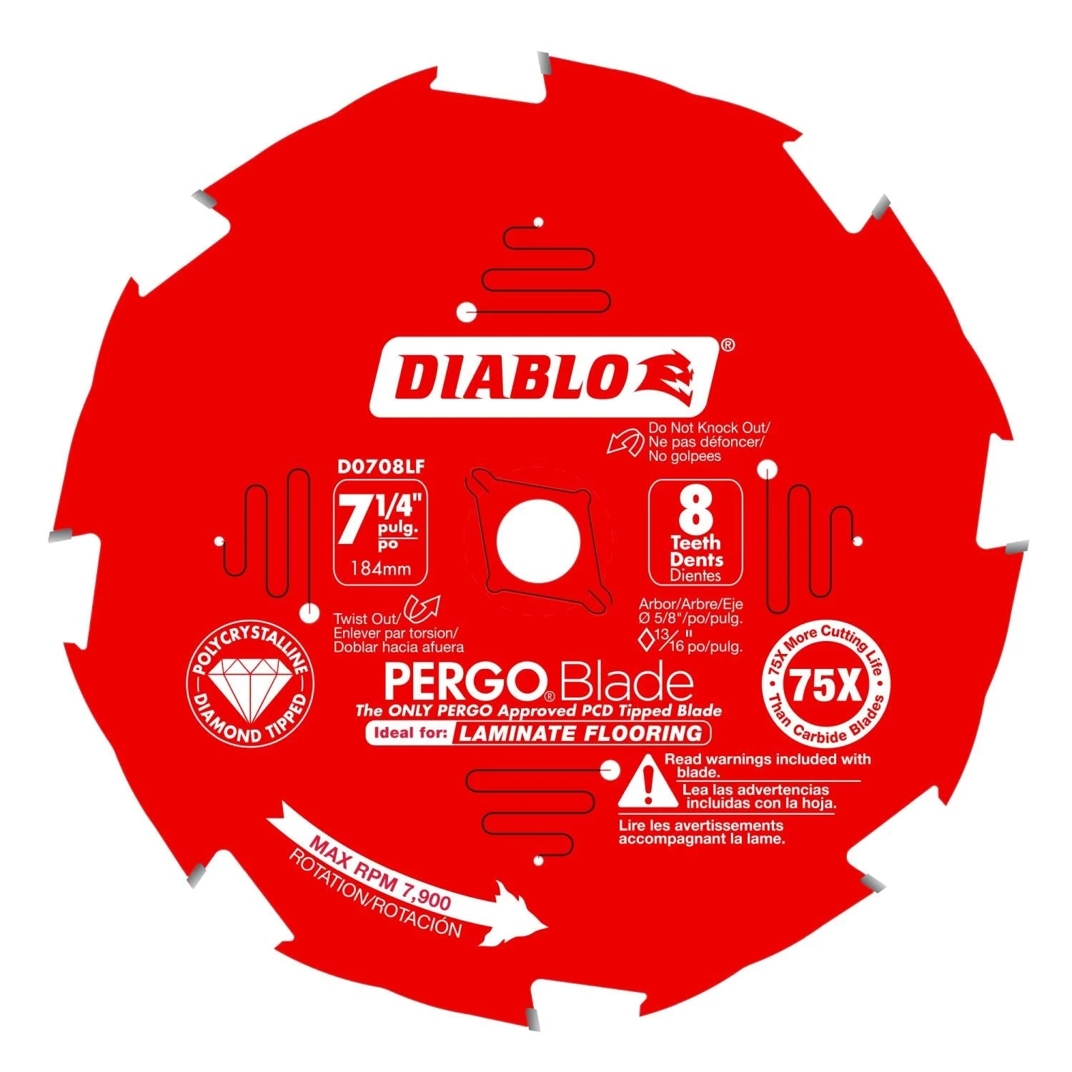 Diablo D0708LF 7-1/4 in. x 8-Tooth(PCD) Laminate Flooring Saw Blade