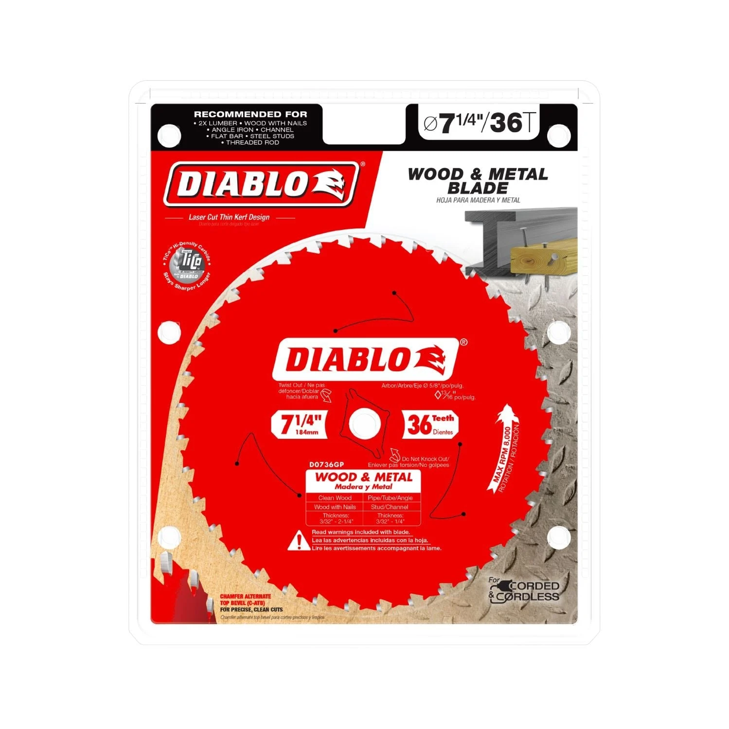Diablo D0736GPA 7-1/4 in. x 36-ToothWood & Metal Carbide Saw Blade