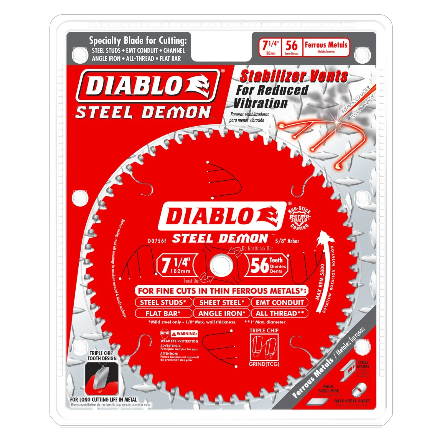 Diablo D0756F 7-1/4 in. x 56-ToothSteel Demon Metal Cutting Saw Blade