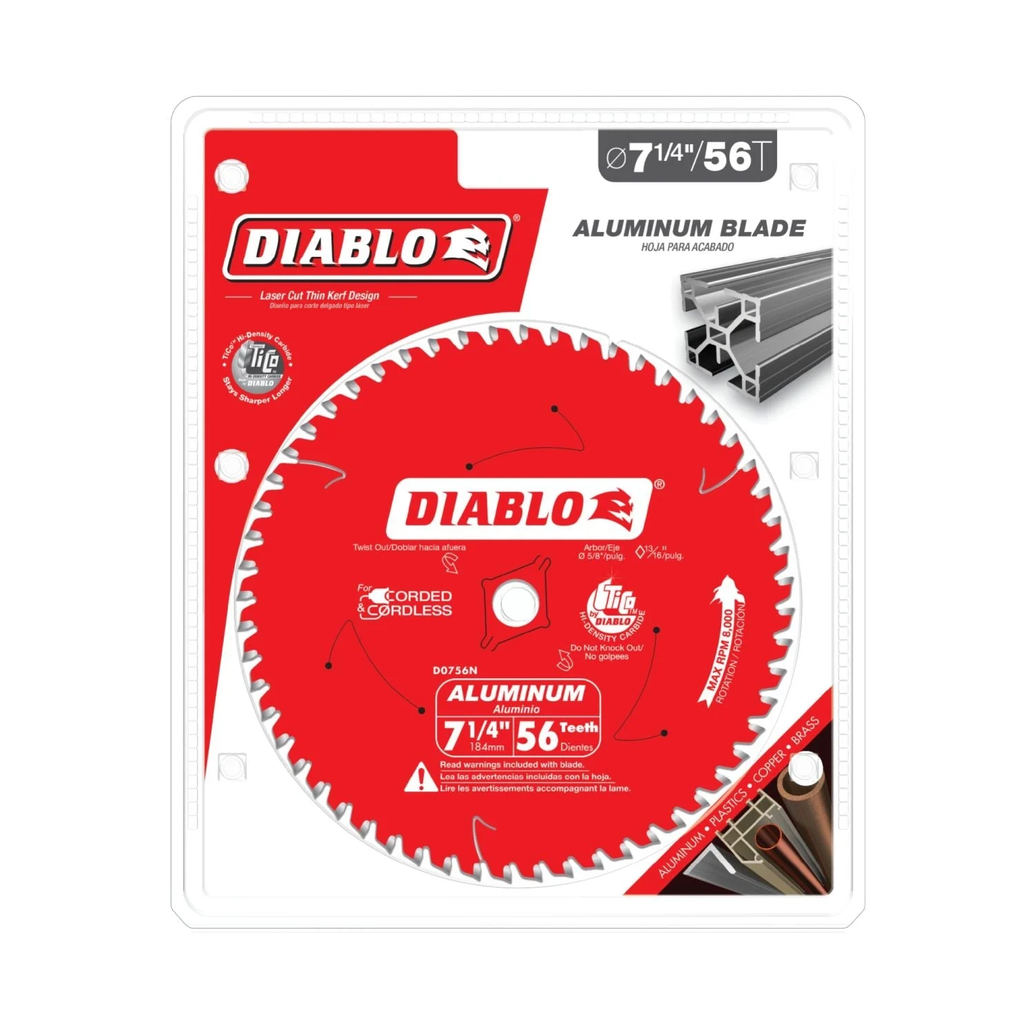 Diablo D0756N 7-1/4 in. x 56-ToothThick Aluminum Cutting Saw Blade