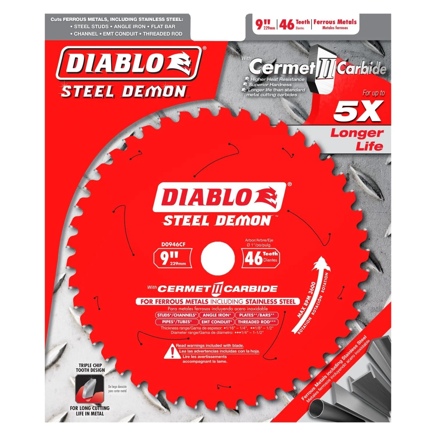 Diablo D0946CF 9 in. x 46-ToothSteel Demon Cermet Metal and Stainless Steel Cutting Saw Blade