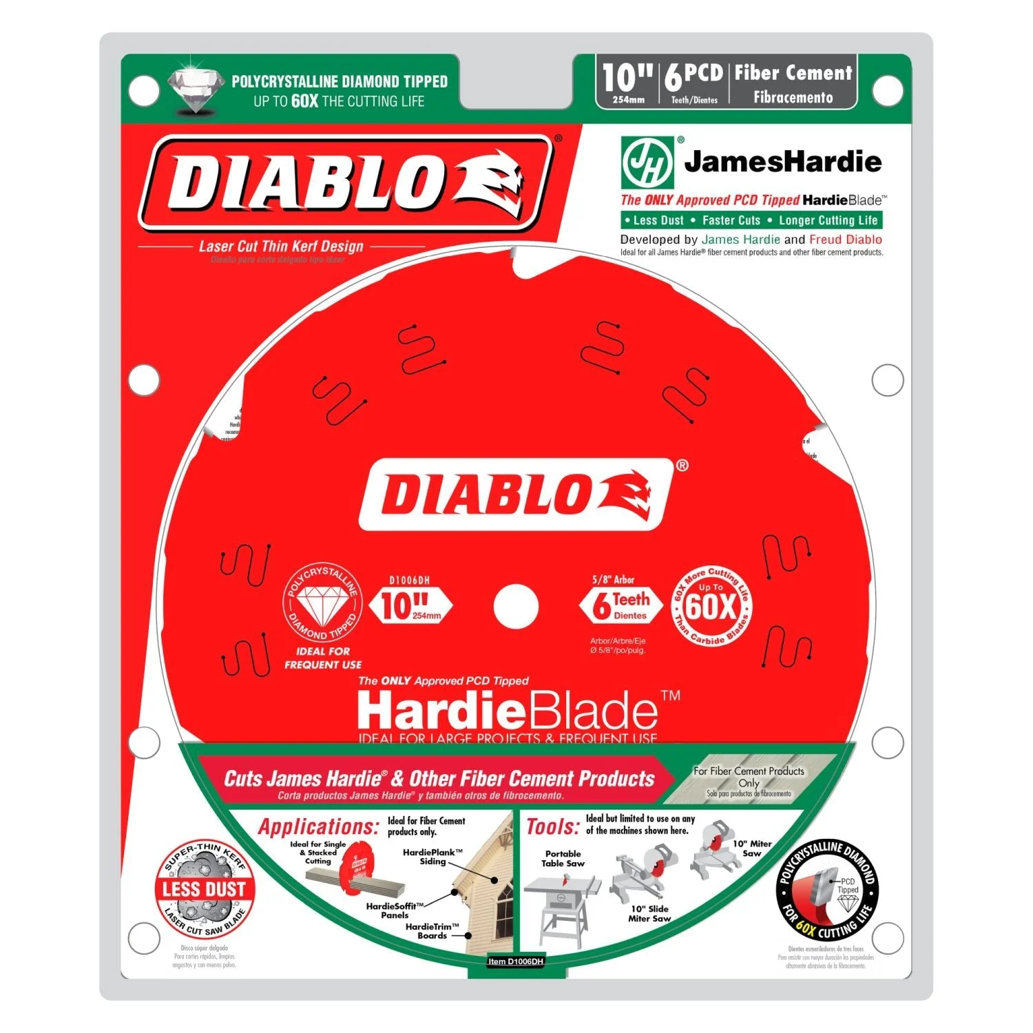 Diablo D1006DH 10 in. x 6-Tooth(PCD) Fiber Cement HardieBlade