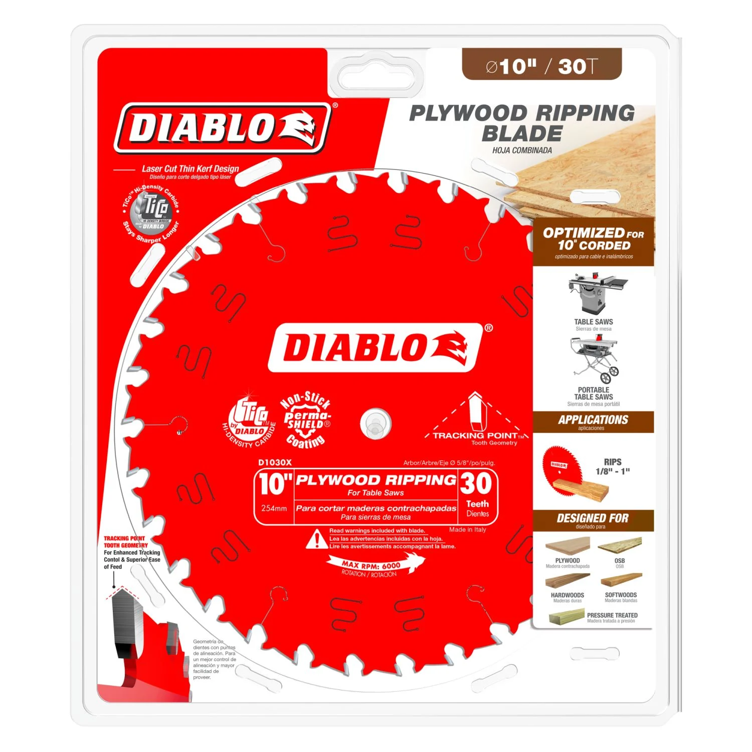 Diablo D1030X 10 in. x 30-ToothPlywood Ripping Blade