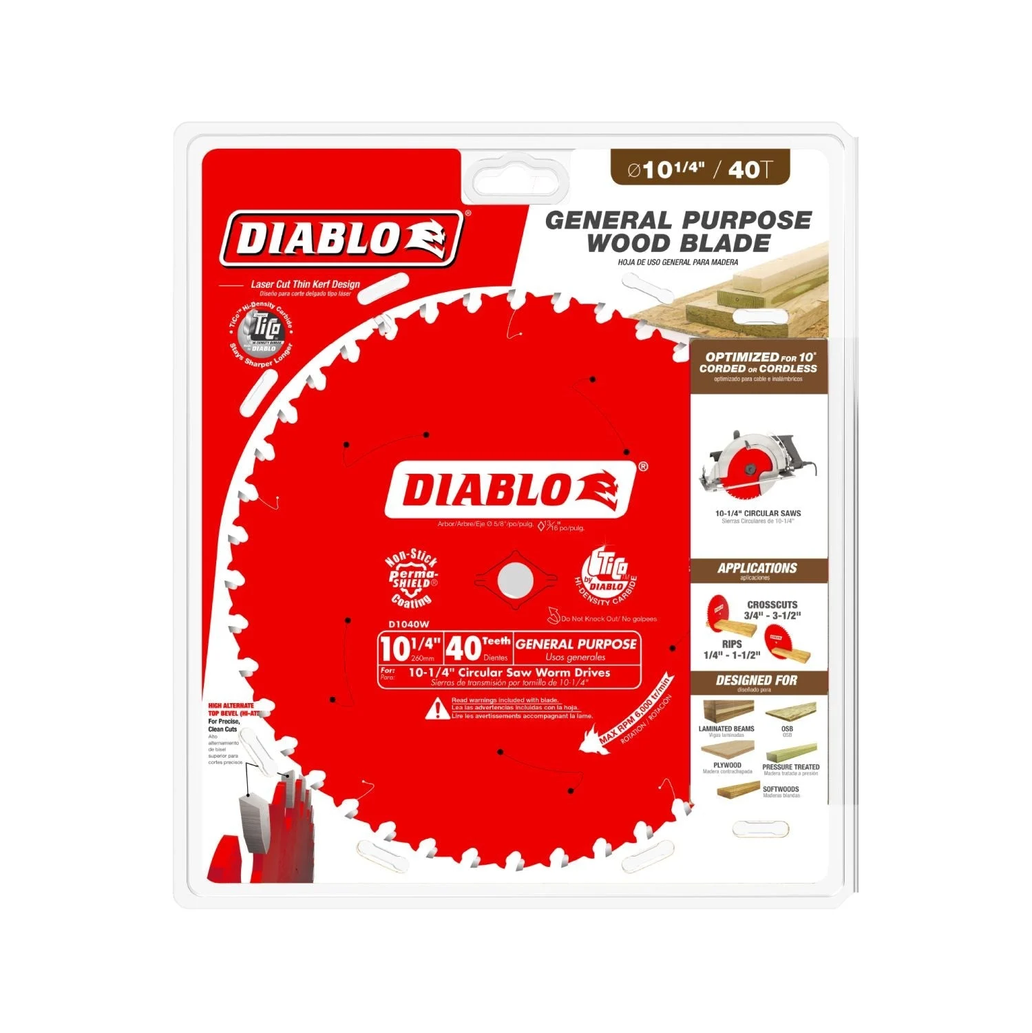 Diablo D1040W 10-1/4 in. x 40-ToothGeneral Purpose Beam Saw Blade