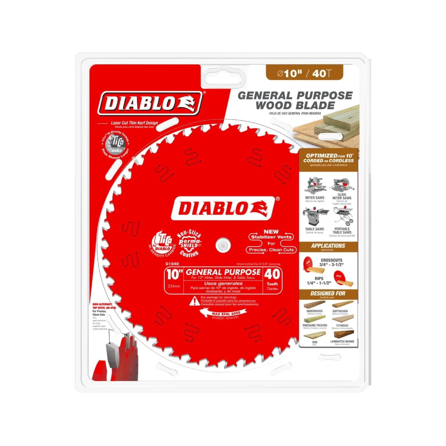 Diablo D1040X 10 in. x 40-ToothGeneral Purpose Saw Blade
