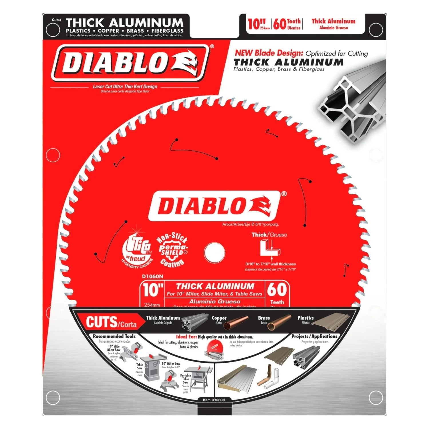 Diablo D1060N 10 in. x 60-ToothThick Aluminum Cutting Saw Blade