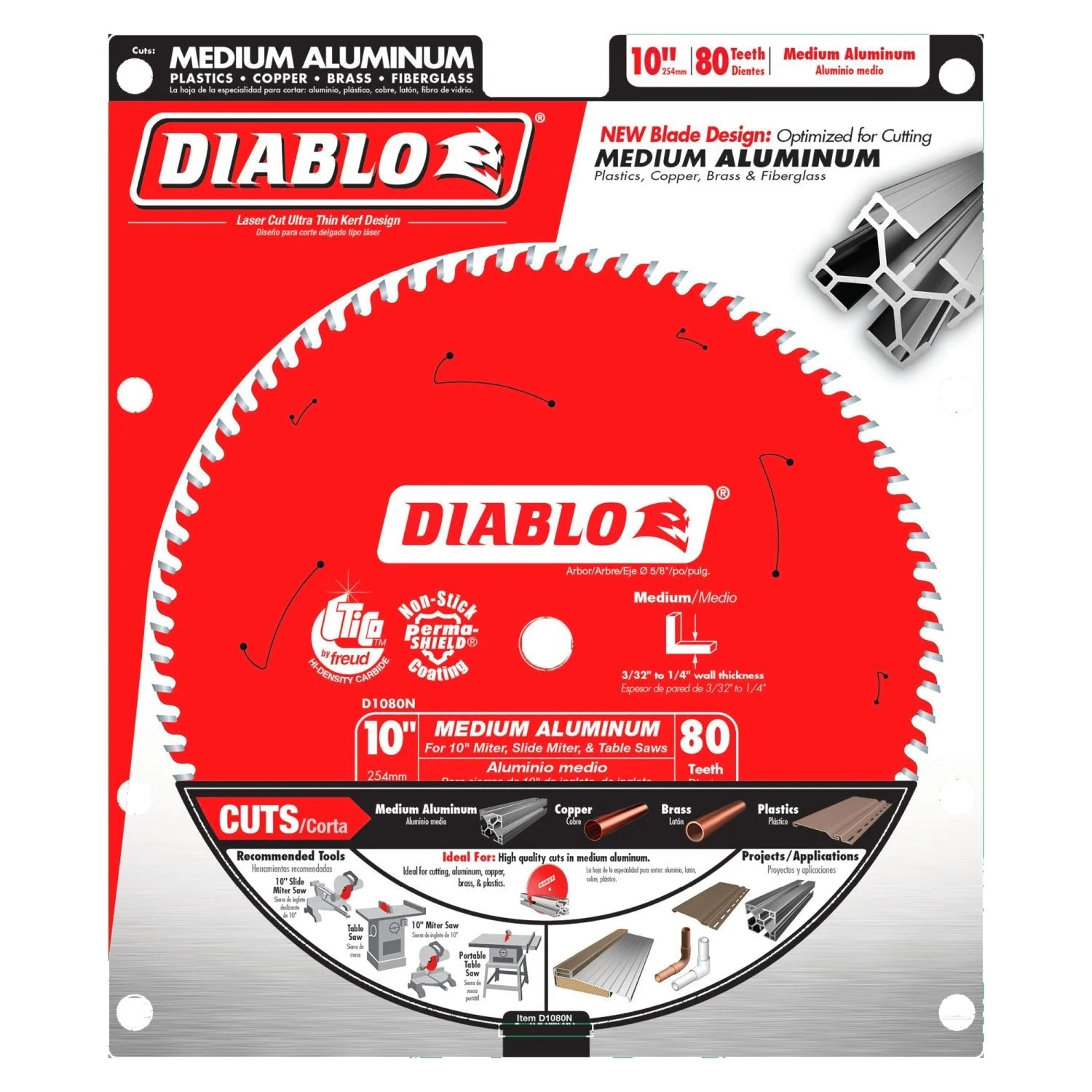 Diablo D1080N 10 in. x 80-ToothMedium Aluminum Saw Blade