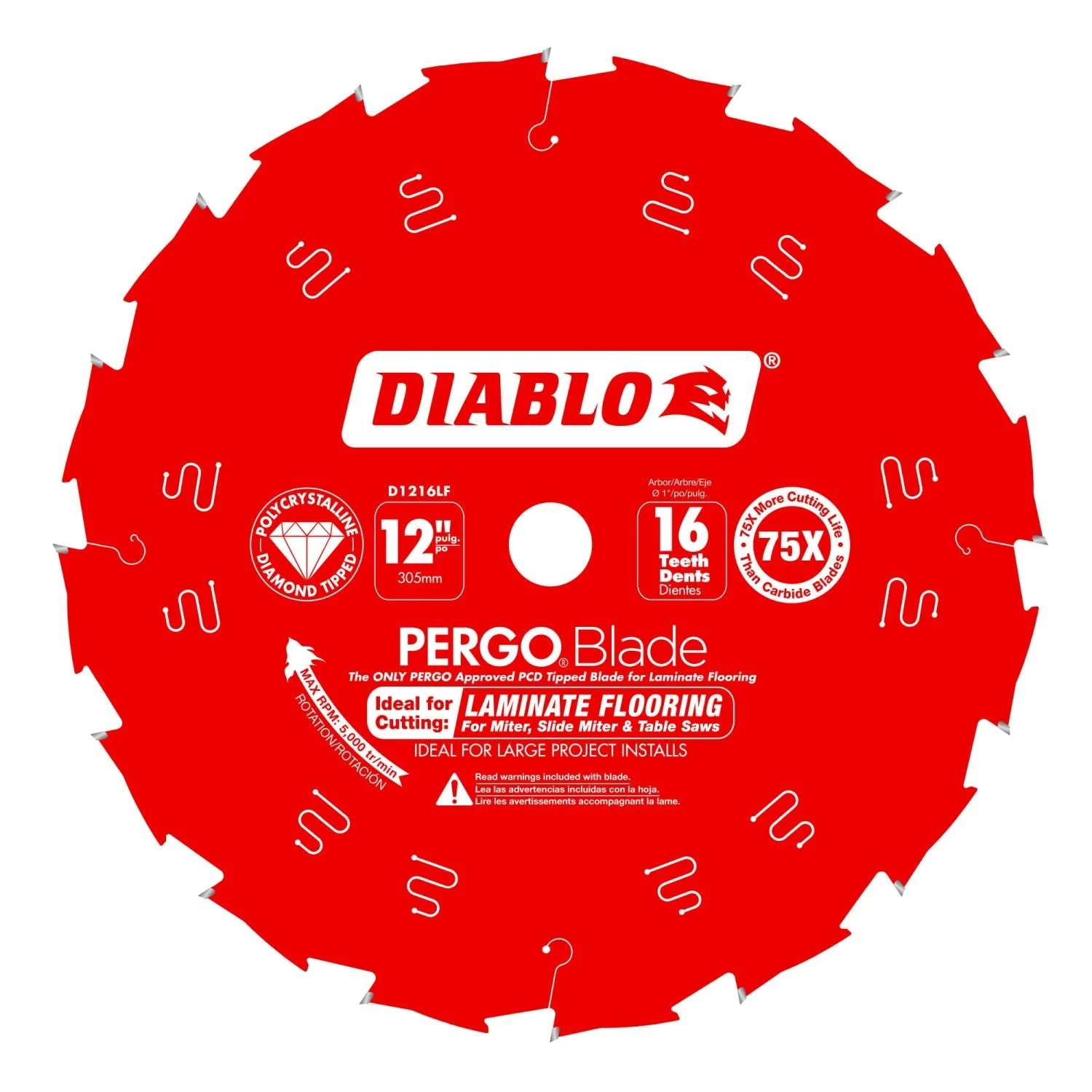 Diablo D1216LF 12 in. x 16-Tooth(PCD) Laminate Flooring PERGOBlade